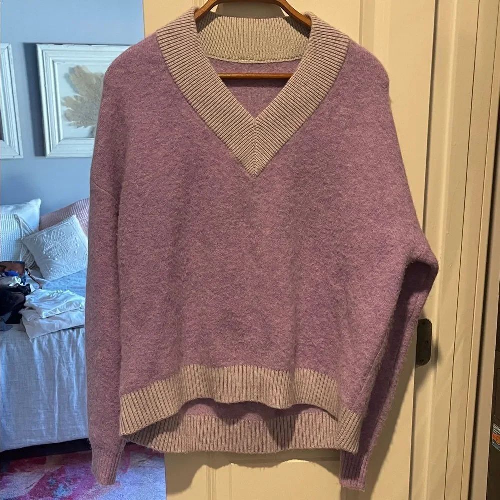 Women's V-Neck Purple Sweater